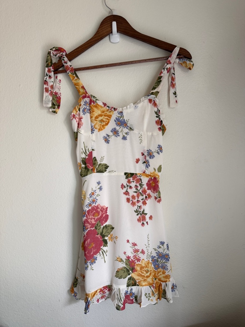 Reformation White Sundress Floral Tie-Shoulder Mini Dress - Picture 3 of 9